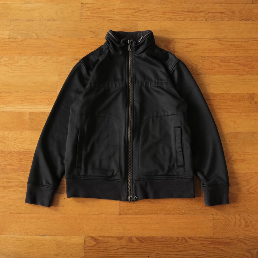Banana Republic Scuba Hood Jacket Men Black Full Zip Mock Neck Minimalist L